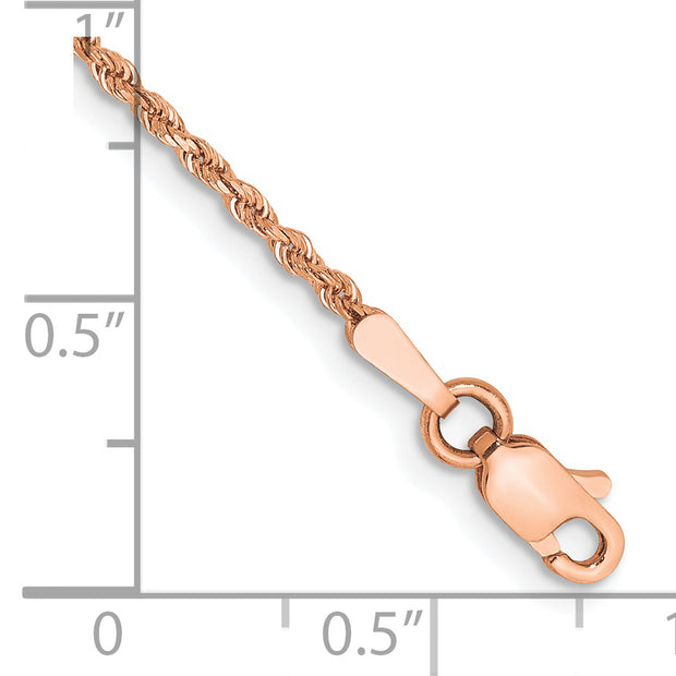 14k Rose Gold 1.50mm D/C Rope with Lobster Clasp Chain