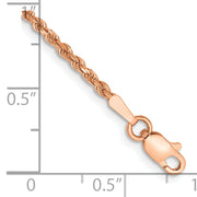 14k Rose Gold 1.75mm D/C Rope with Lobster Clasp Chain