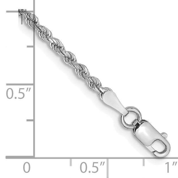 10k White Gold 2mm Diamond-cut Rope Chain