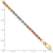 14k Tri-Color 2.9mm D/C Rope Chain
