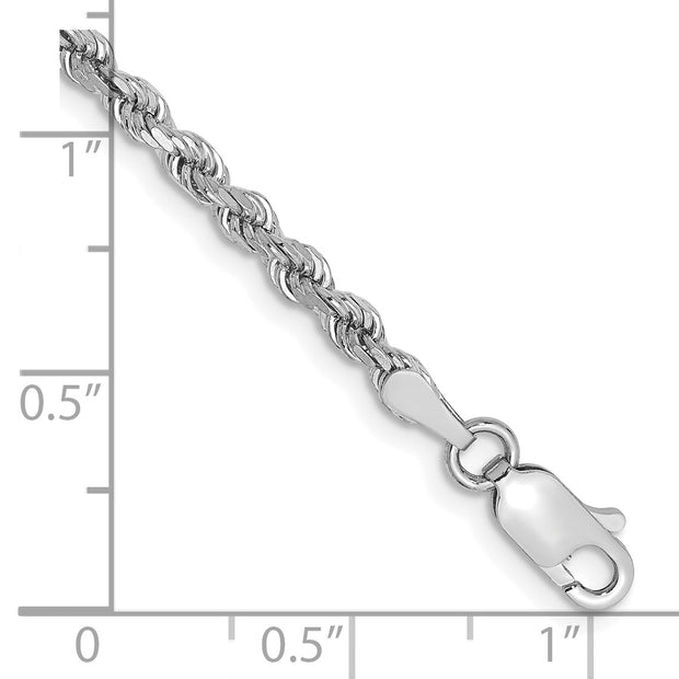 14k White Gold 2.75mm D/C Rope with Lobster Clasp Chain