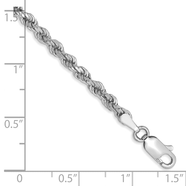 14k White Gold 3mm D/C Rope with Lobster Clasp Chain