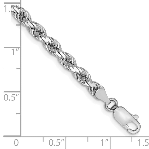 10k White Gold 4mm Diamond-cut Rope Chain