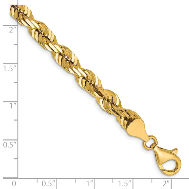 14K 6.5mm  D/C Rope with Fancy Lobster Clasp Chain