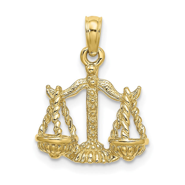 10K 3-D Libra Zodiac Pendant