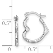 10K White Gold Hollow Heart Shaped Hoop Earrings