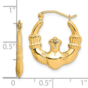 10k Polished Claddagh Hoop Earrings