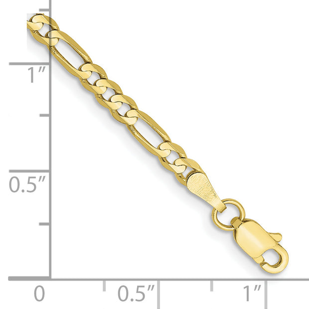 10K 3mm Flat Figaro Chain