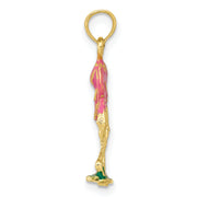 10K 3-D Enameled Pink Flamingo Pendant