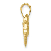 10K Gold Polished Textured 3-D Motorcycle Pendant