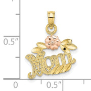 10k Two-Tone Textured Scroll w/ Flower MOM Charm