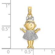 10K Textured w/Rhodium Girl Charm