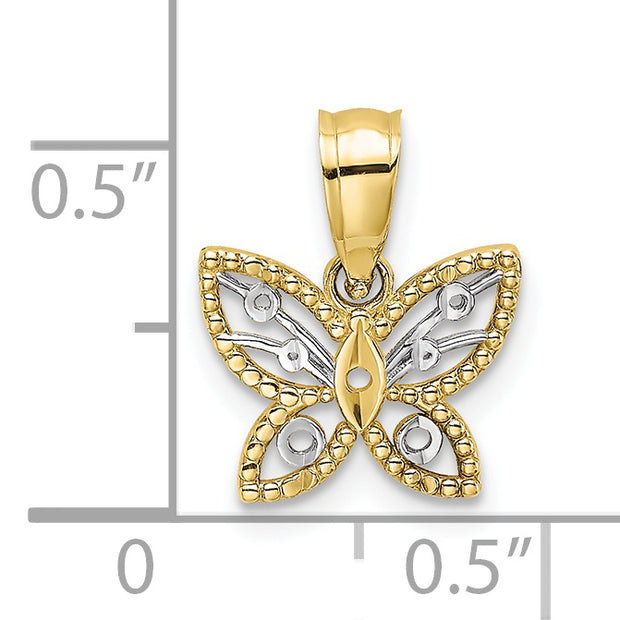 10k w/ Rhodium Mini D/C Butterfly Charm