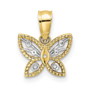 10k w/ Rhodium Mini D/C Butterfly Charm