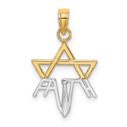 10K W/ Rhodium 1/2 Star w/FAITH Charm