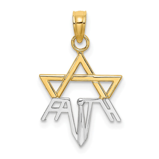 10K W/ Rhodium 1/2 Star w/FAITH Charm