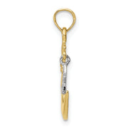 10K Two-Tone Open-Backed Half Moon and Star Pendant
