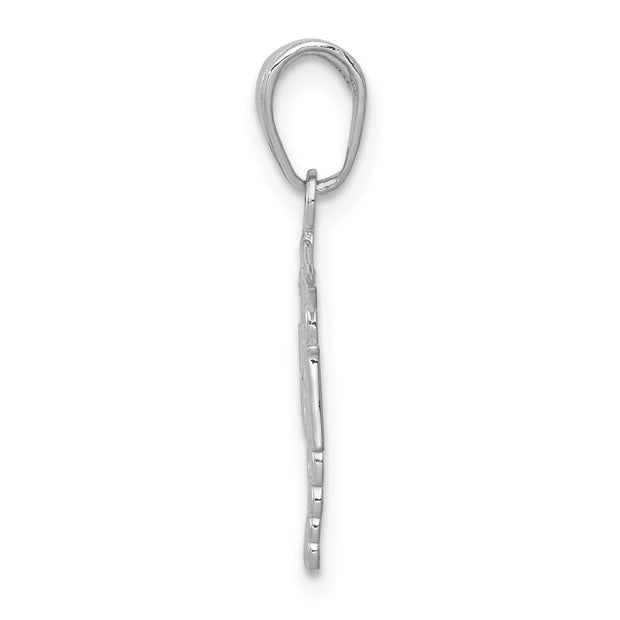 10K White Gold RN Caduceus Pendant