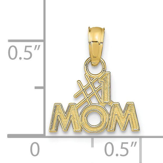 10K Polished &num;1 MOM Pendant
