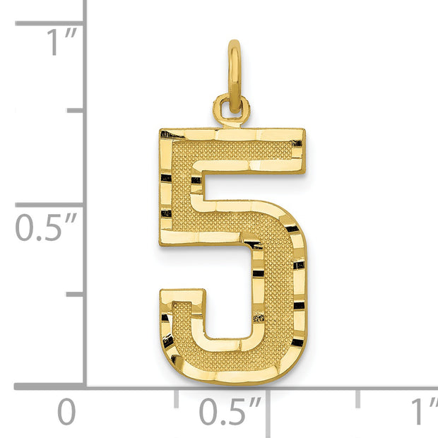10ky Casted Large Diamond Cut Number 5 Charm