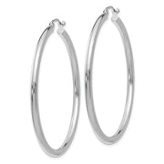 10K White Gold Polished 2.5mm Tube Hoop Earrings