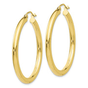 10K Polished 3mm Tube Hoop Earrings