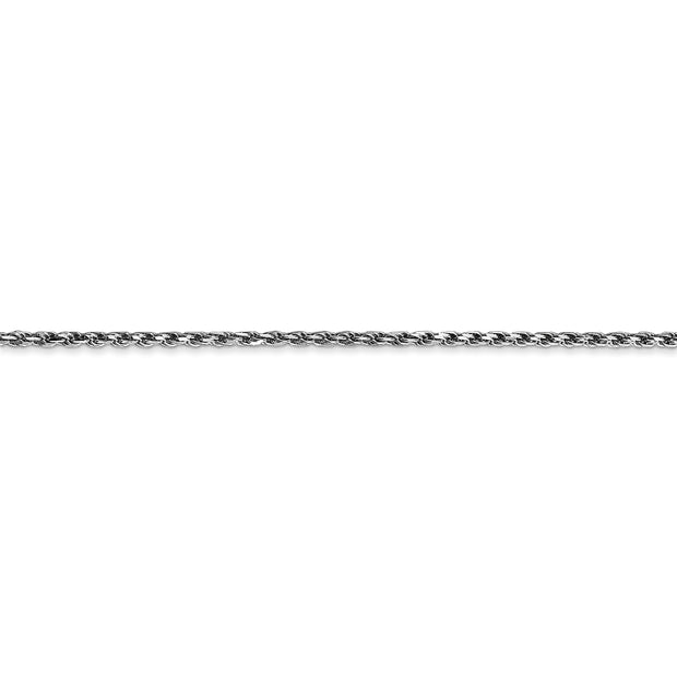 10k White Gold 1.6mm Diamond Cut Machine Made Rope Chain