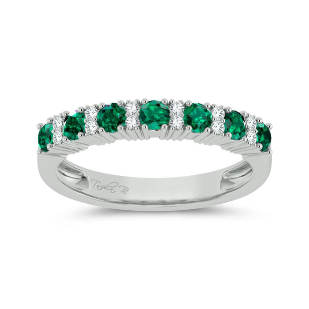 14K 0.10ct Diamond Emerald Ring