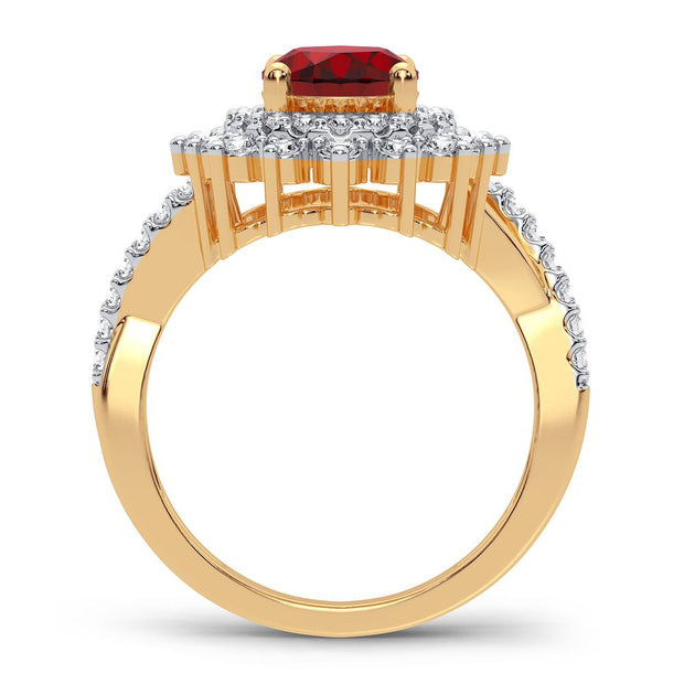 14K 0.70CT Diamond Ruby Ring