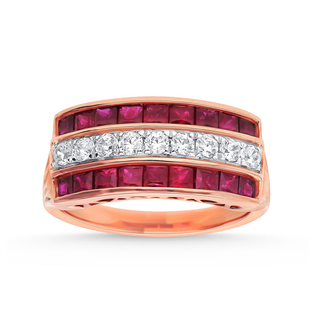 14K 0.37CT Diamond  Ruby Ring