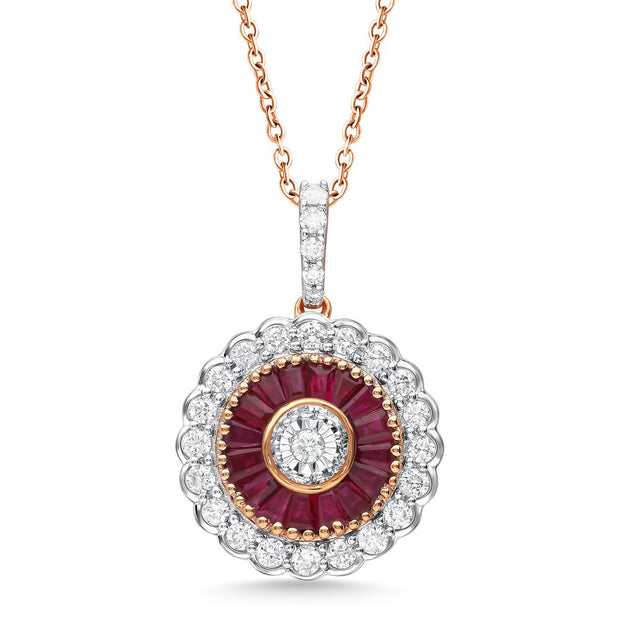 14K 0.42CT Diamond  RUBY Pendant