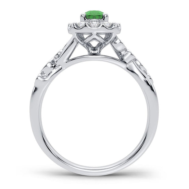 14K 0.27CT Diamond Emerald Ring