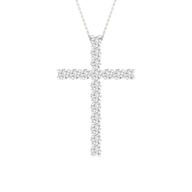 14K 1.00CT Certified Lab Grown Diamond Cross Pendant ( IGI Certified )