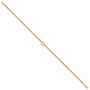 14k Diamond-cut Open Heart Rope Anklet