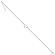 14k White Gold Double Strand Heart 10in Plus 1in ext. Anklet