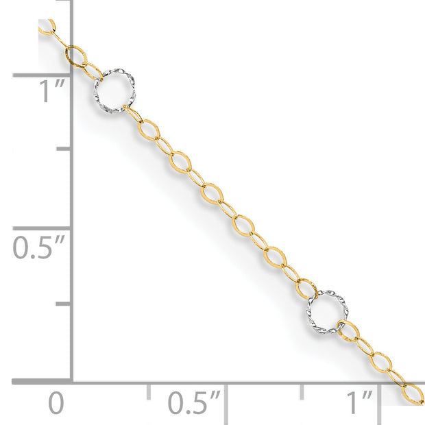 14k Two-Tone Circle 9in Plus 1in ext  Anklet