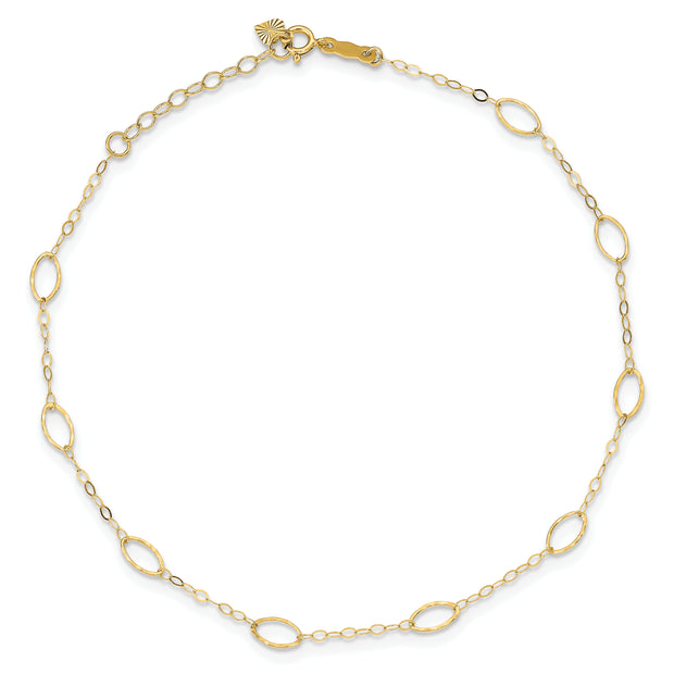 14k Oval Shapes 9in Plus 1in ext Anklet
