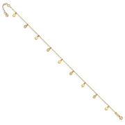 14k Hollow Dangle Circle 9in Plus 1in ext. Anklet