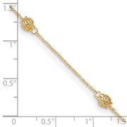 14k Diamond-cut Bead w/ 1in ext. Anklet
