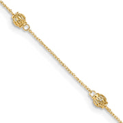 14k Diamond-cut Bead w/ 1in ext. Anklet