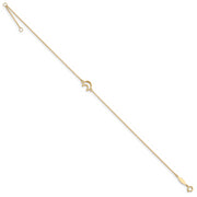 14K Gold Textured and Polished Moon 9in Plus 1in ext. Anklet