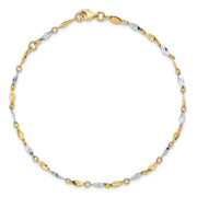 14K Two-Tone Polished 9in Plus 1in ext. Anklet