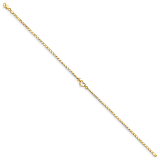 14k Fancy Heart 9inch Anklet