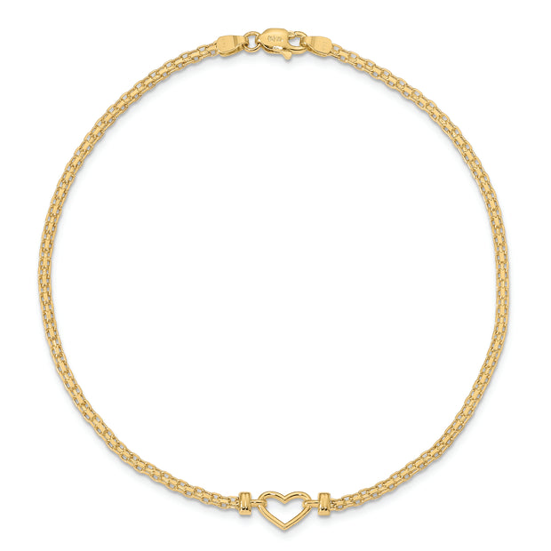 14k Fancy Heart 9inch Anklet