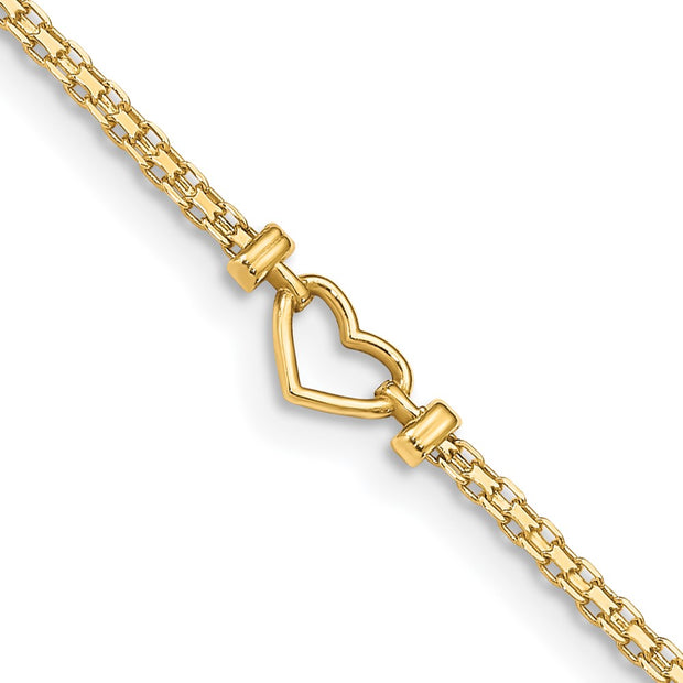 14k Fancy Heart 9inch Anklet