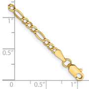 14k 2.5mm Semi-Solid Figaro Chain Anklet