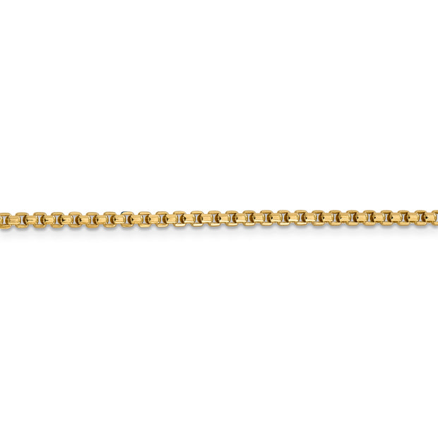 14k 2.45mm Semi-Solid Round Box Chain
