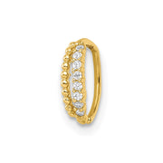 14k 18 Gauge Double Row Beaded & CZ Nose Ring / Ear Cuff