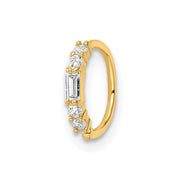 14k 20 Gauge CZ Nose Ring / Ear Cuff