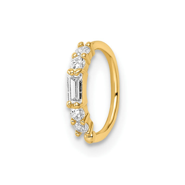 14k 20 Gauge CZ Nose Ring / Ear Cuff